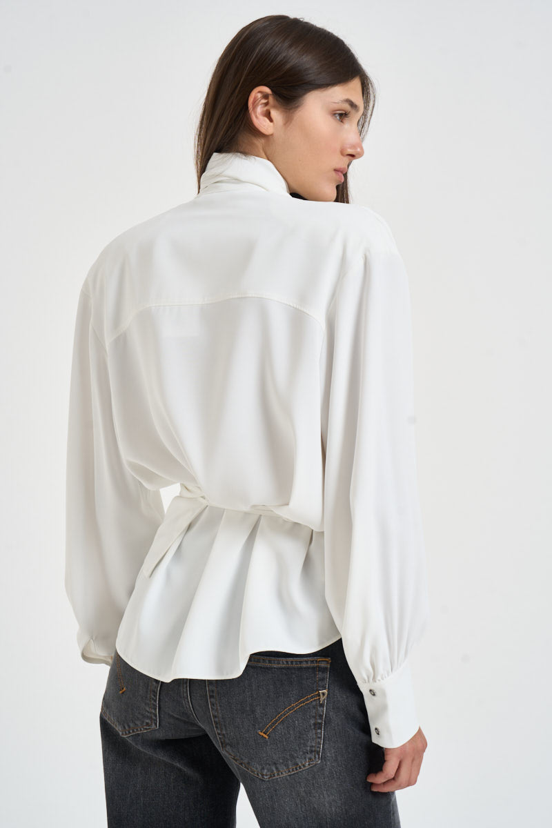 Blusa donna Bliss con nastro sul collo bianca BLISS CLOUD IRO 