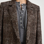 Cappotto donna lungo a quadri marrone IGLIA EARTHYBROWN IRO 
