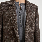 Cappotto donna lungo a quadri marrone IGLIA EARTHYBROWN IRO 