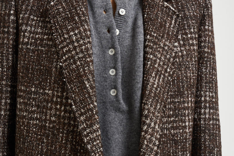 Cappotto donna lungo a quadri marrone IGLIA EARTHYBROWN IRO 