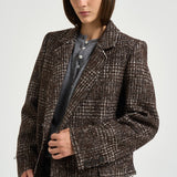 Cappotto donna lungo a quadri marrone IGLIA EARTHYBROWN IRO 