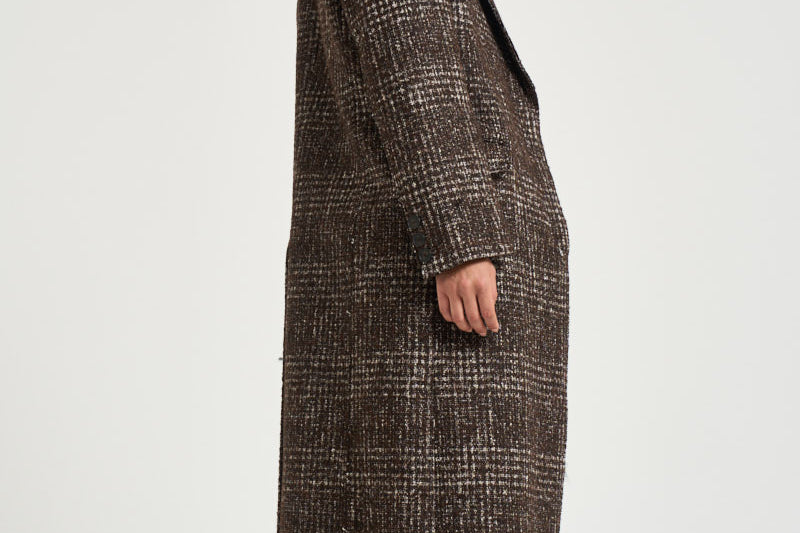 Cappotto donna lungo a quadri marrone IGLIA EARTHYBROWN IRO 