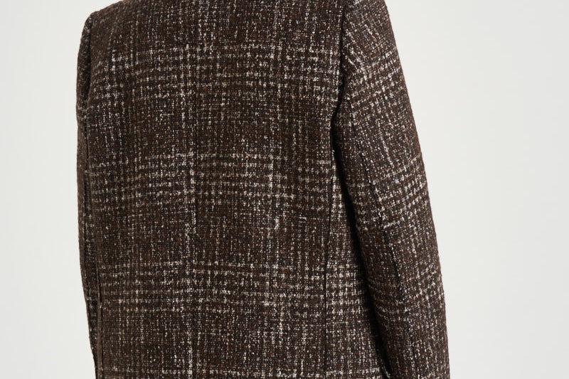 Cappotto donna lungo a quadri marrone IGLIA EARTHYBROWN IRO 