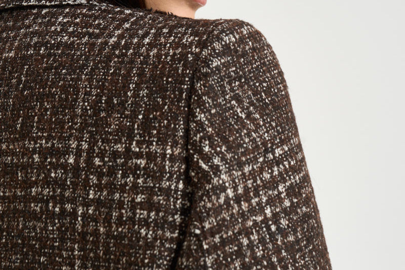 Cappotto donna lungo a quadri marrone IGLIA EARTHYBROWN IRO 
