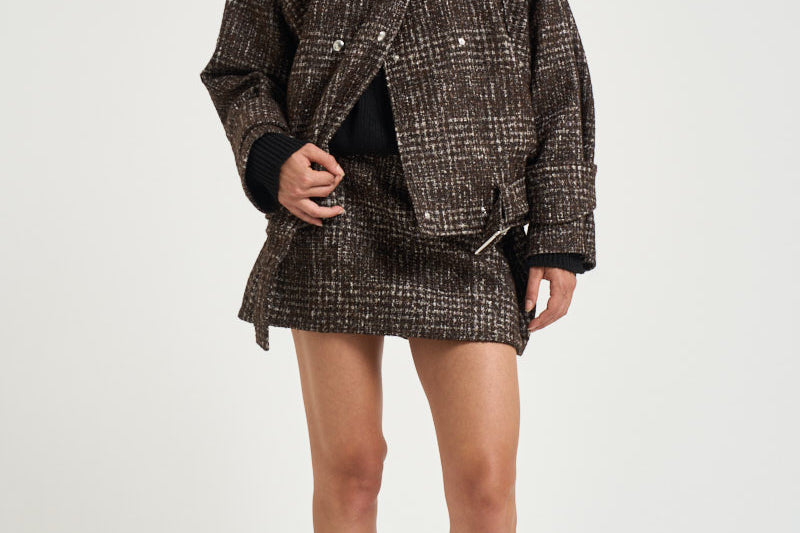 Trench donna corto Inja in tweed marrone INJA EARTHYBROWN IRO 