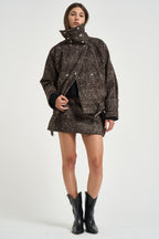 Trench donna corto Inja in tweed marrone INJA EARTHYBROWN IRO 