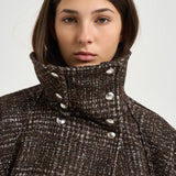 Trench donna corto Inja in tweed marrone INJA EARTHYBROWN IRO 
