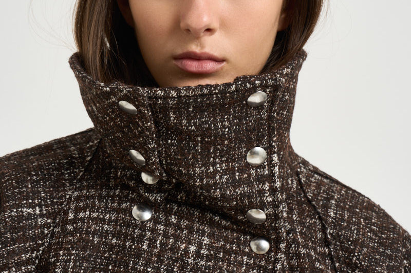 Trench donna corto Inja in tweed marrone INJA EARTHYBROWN IRO 