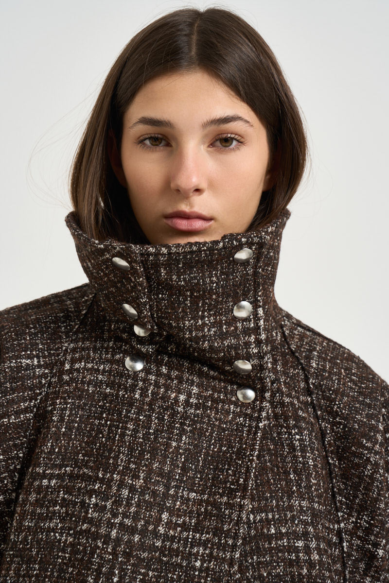 Trench donna corto Inja in tweed marrone INJA EARTHYBROWN IRO 