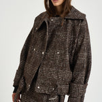 Trench donna corto Inja in tweed marrone INJA EARTHYBROWN IRO 