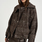 Trench donna corto Inja in tweed marrone INJA EARTHYBROWN IRO 