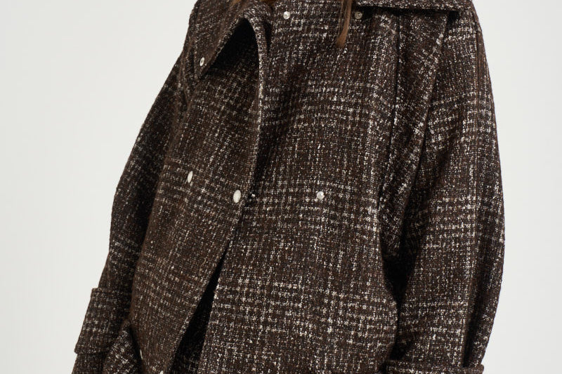 Trench donna corto Inja in tweed marrone INJA EARTHYBROWN IRO 