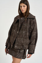 Trench donna corto Inja in tweed marrone INJA EARTHYBROWN IRO 
