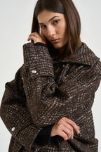 Trench donna corto Inja in tweed marrone INJA EARTHYBROWN IRO 