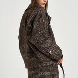 Trench donna corto Inja in tweed marrone INJA EARTHYBROWN IRO 