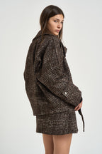 Trench donna corto Inja in tweed marrone INJA EARTHYBROWN IRO 