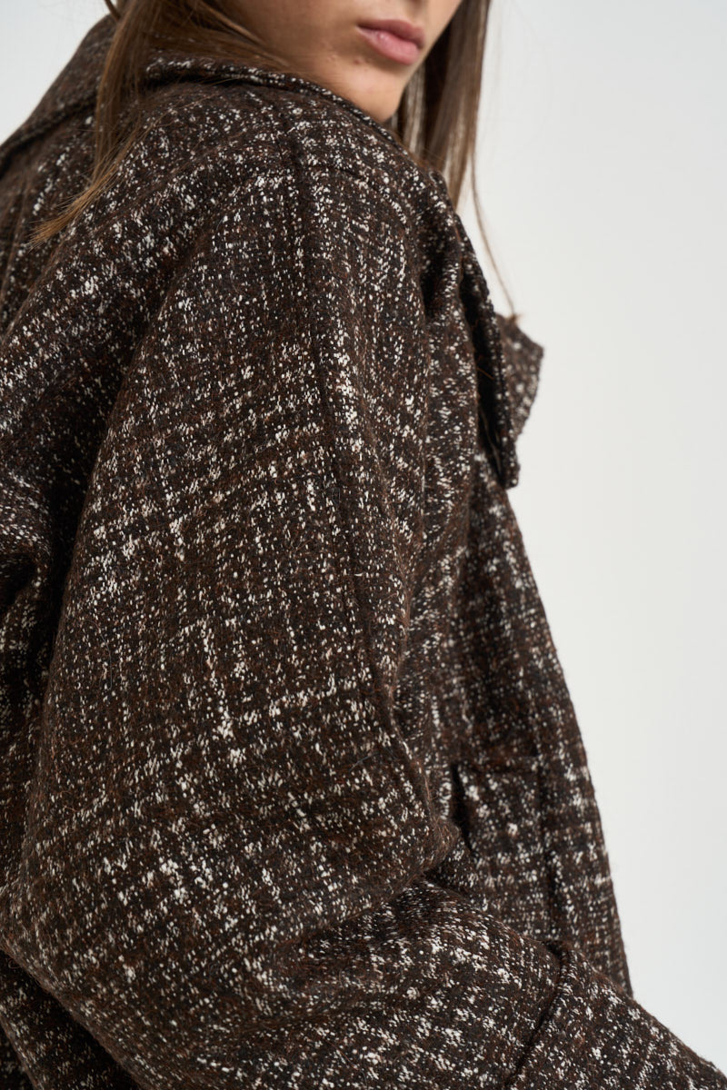 Trench donna corto Inja in tweed marrone INJA EARTHYBROWN IRO 