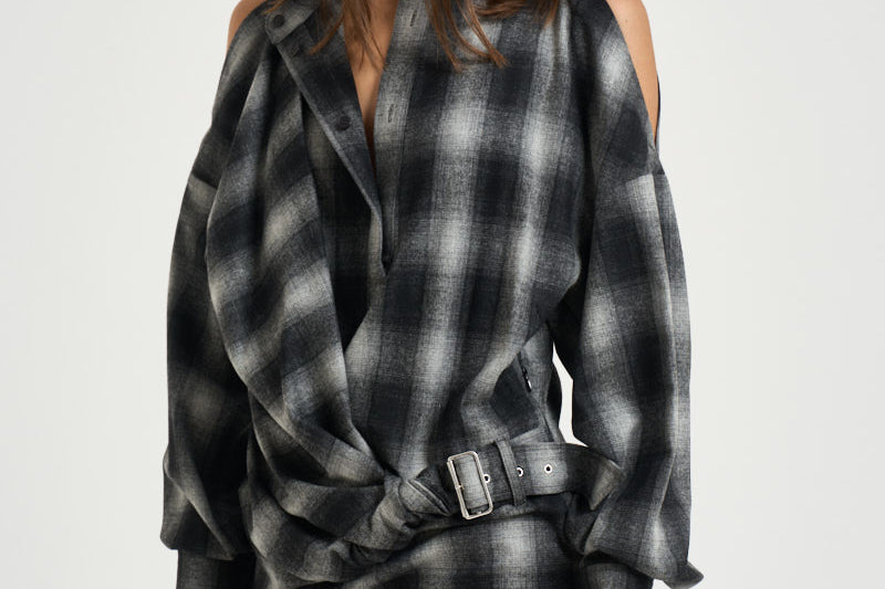 Abito donna corto Narissa a quadri grigio NARISSA DARKGREYCHECK IRO 