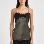 Top donna satinato verde oliva NATRON TURTLESHELL IRO 
