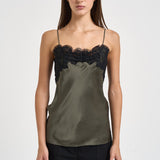 Top donna satinato verde oliva NATRON TURTLESHELL IRO 