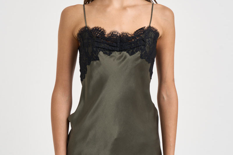 Top donna satinato verde oliva NATRON TURTLESHELL IRO 