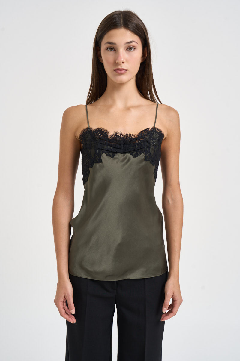 Top donna satinato verde oliva NATRON TURTLESHELL IRO 