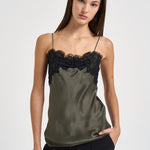 Top donna satinato verde oliva NATRON TURTLESHELL IRO 