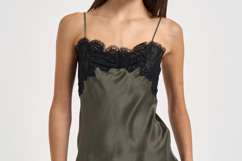Top donna satinato verde oliva NATRON TURTLESHELL IRO 