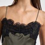 Top donna satinato verde oliva NATRON TURTLESHELL IRO 