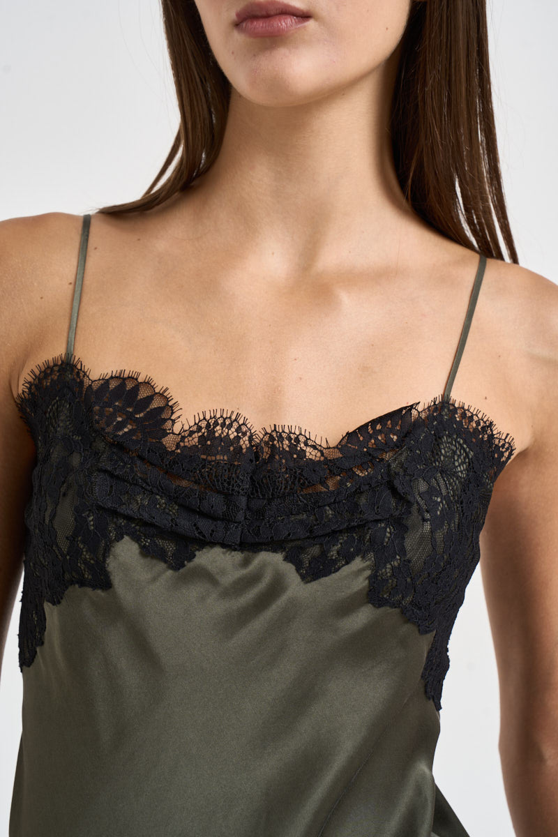 Top donna satinato verde oliva NATRON TURTLESHELL IRO 