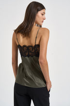 Top donna satinato verde oliva NATRON TURTLESHELL IRO 