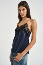 Top donna satinato blu notte NEWIN INKBLUE IRO 