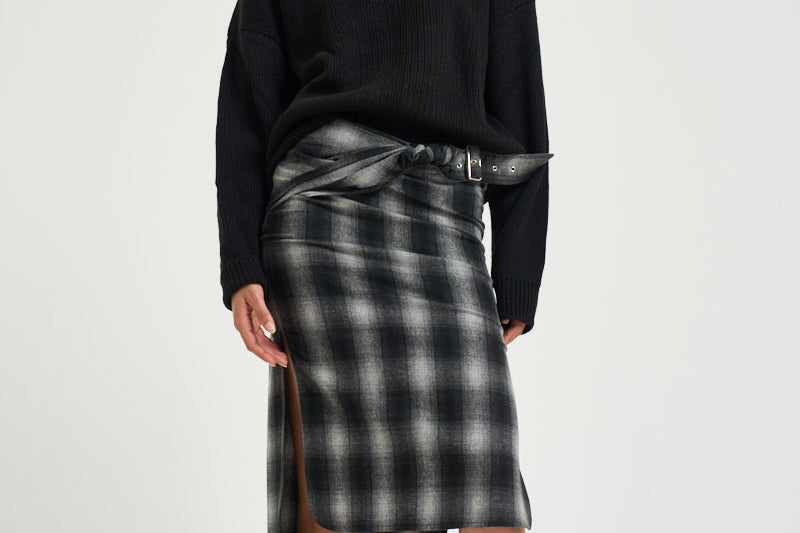 Gonna donna midi Nylane a quadri grigio NYLANE DARKGREYCHECK IRO 
