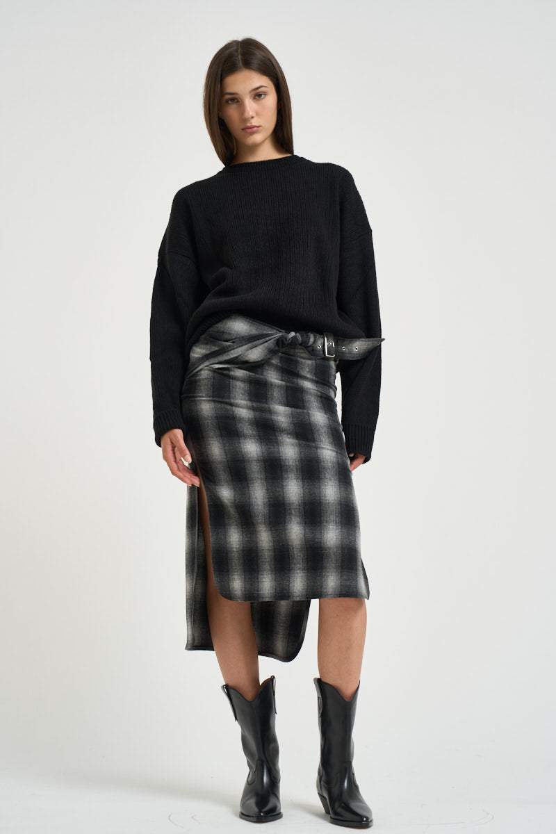 Gonna donna midi Nylane a quadri grigio NYLANE DARKGREYCHECK IRO 