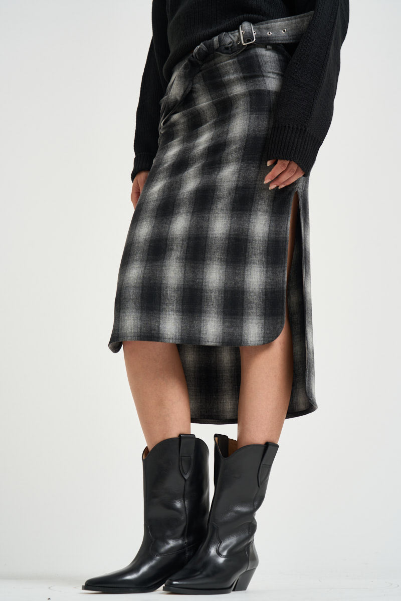 Gonna donna midi Nylane a quadri grigio NYLANE DARKGREYCHECK IRO 