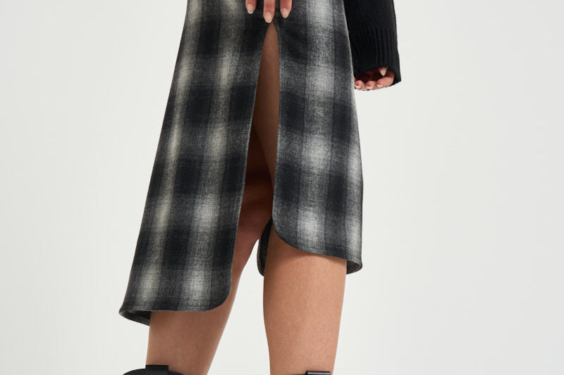 Gonna donna midi Nylane a quadri grigio NYLANE DARKGREYCHECK IRO 
