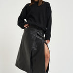 Gonna donna lunga Rimera in pelle nera RIMERA BLACK IRO 