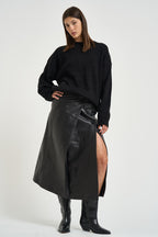 Gonna donna lunga Rimera in pelle nera RIMERA BLACK IRO 