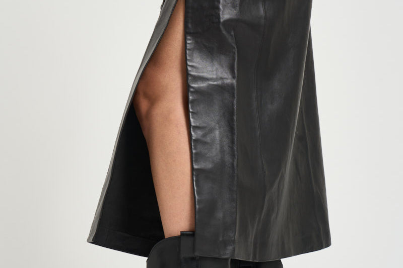 Gonna donna lunga Rimera in pelle nera RIMERA BLACK IRO 