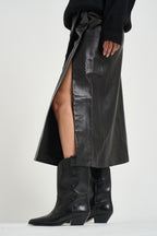 Gonna donna lunga Rimera in pelle nera RIMERA BLACK IRO 