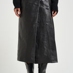 Gonna donna lunga Rimera in pelle nera RIMERA BLACK IRO 