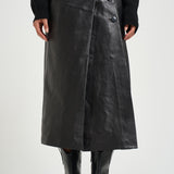 Gonna donna lunga Rimera in pelle nera RIMERA BLACK IRO 