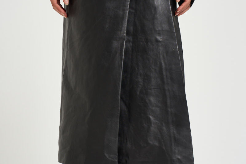 Gonna donna lunga Rimera in pelle nera RIMERA BLACK IRO 