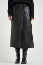 Gonna donna lunga Rimera in pelle nera RIMERA BLACK IRO 