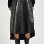 Gonna donna lunga Rimera in pelle nera RIMERA BLACK IRO 
