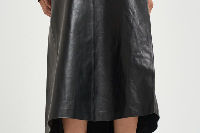 Gonna donna lunga Rimera in pelle nera RIMERA BLACK IRO 