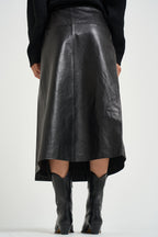 Gonna donna lunga Rimera in pelle nera RIMERA BLACK IRO 