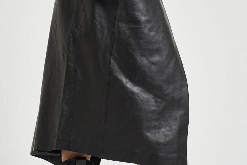 Gonna donna lunga Rimera in pelle nera RIMERA BLACK IRO 