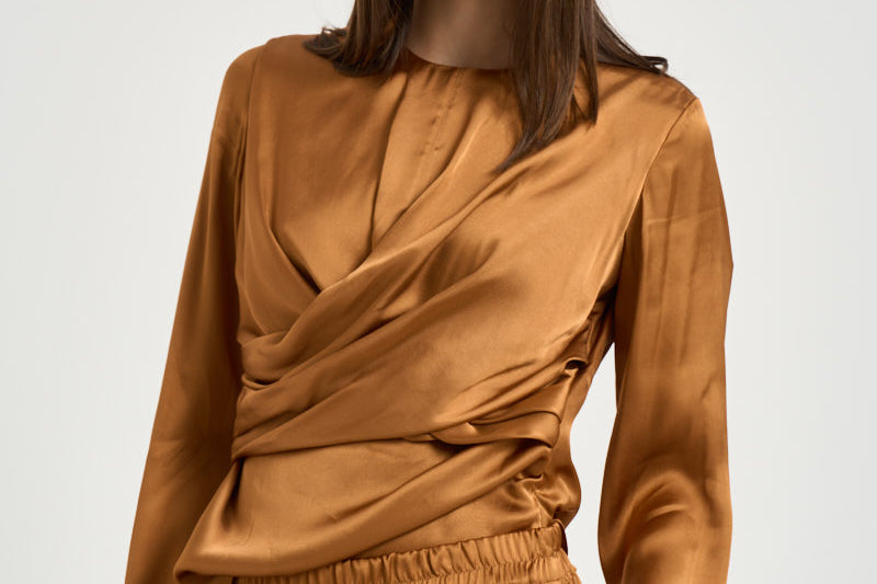 Blusa donna Neame drappeggiata tabacco HT0894FA D3J13I50CA ISABEL MARANT 