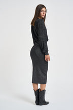 Abito donna Aliza midi nero con lurex RO1212FA D4L05I01BK ISABEL MARANT 